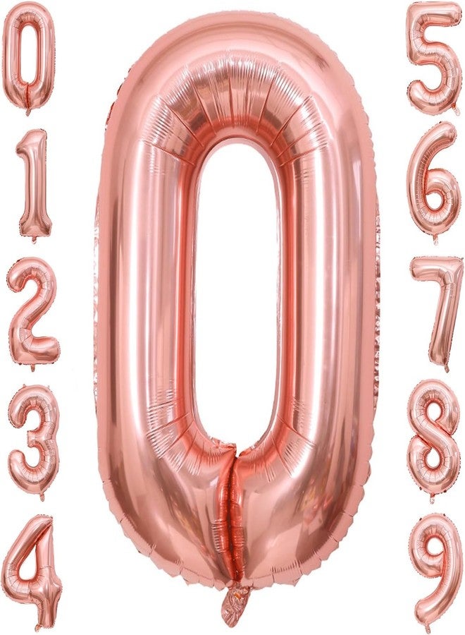 FI - FLICK IN 1Pcs 0 number Rosegold Foil Balloon 16 Inch For Birthday Decoration Items, Zero (Pack of 1)
